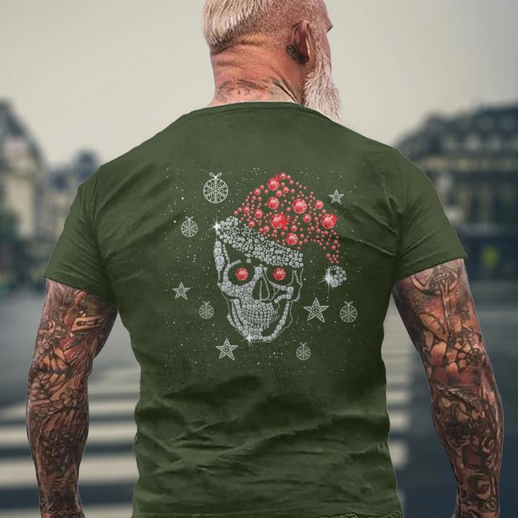 Sugar Skull With Santa Hat Christmas Pajama Xmas Men's T-shirt Back Print Gifts for Old Men