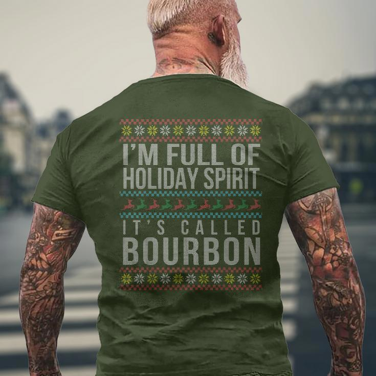 Ugly Christmas Drinking Bourbon Holiday Party Men's T-shirt Back Print Gifts for Old Men
