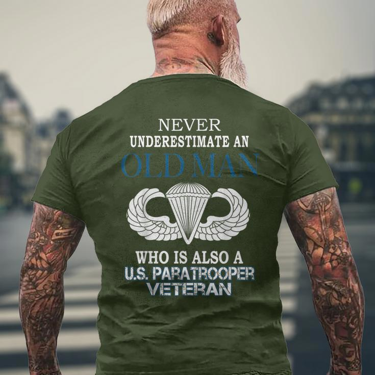 Never Underestimate Us Paratrooper Veteran Father's Day Xmas Men's T-shirt Back Print Gifts for Old Men
