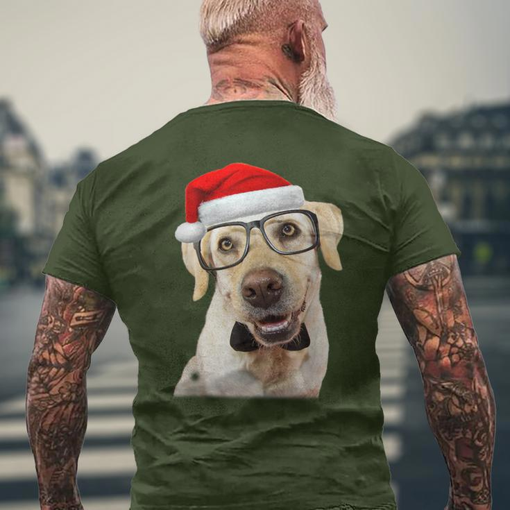 Yellow Lab Glasses Santa Hat Christmas Labrador Retriever Men's T-shirt Back Print Gifts for Old Men