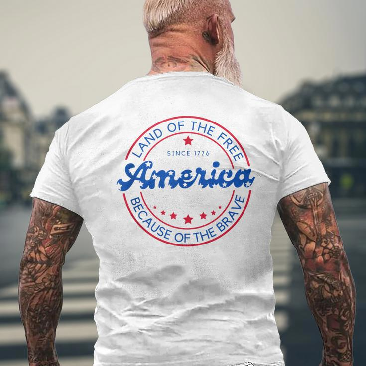 4Th Of July 2023 America Land Of The Free Patriotic American Mens Back Print T-shirt Gifts for Old Men