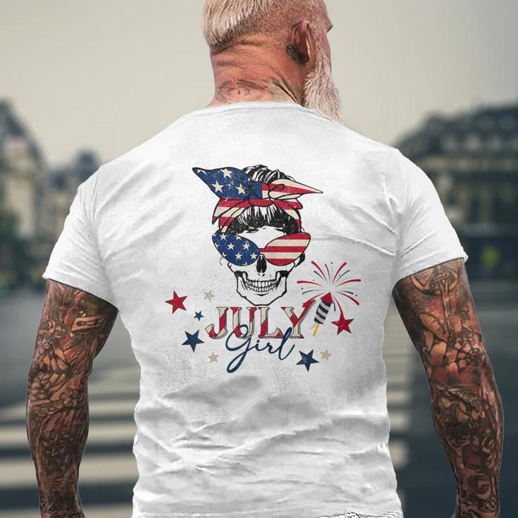 4Th Of July 2023 Messy Bun July Girl Patriotic All American Mens Back Print T-shirt Gifts for Old Men