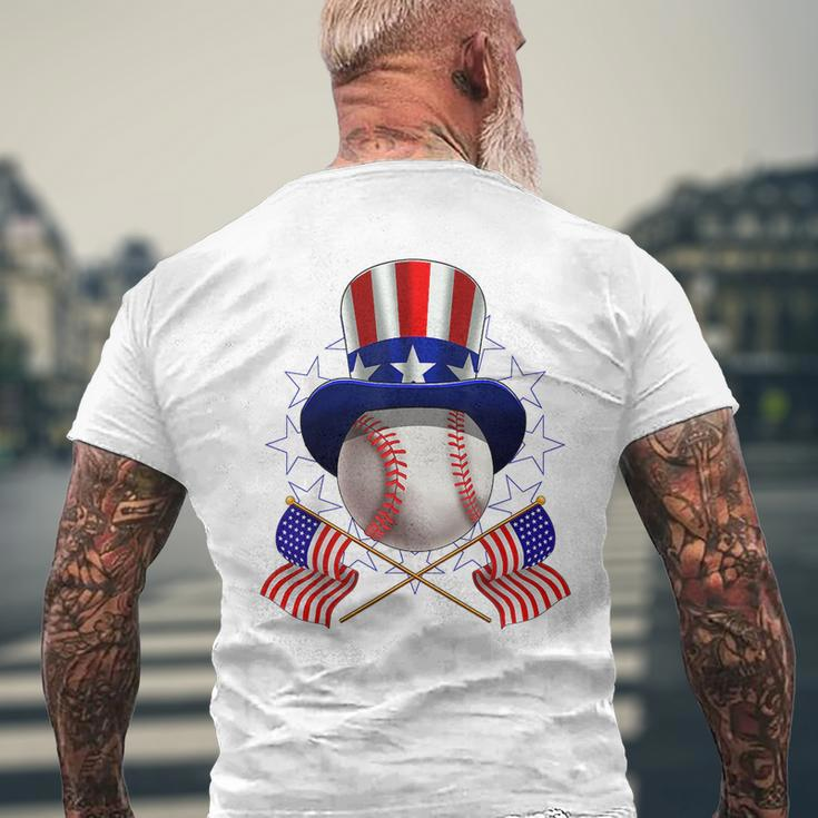 4Th Of July American Baseball Uncle Sam Hat Funny Mens Back Print T-shirt Gifts for Old Men