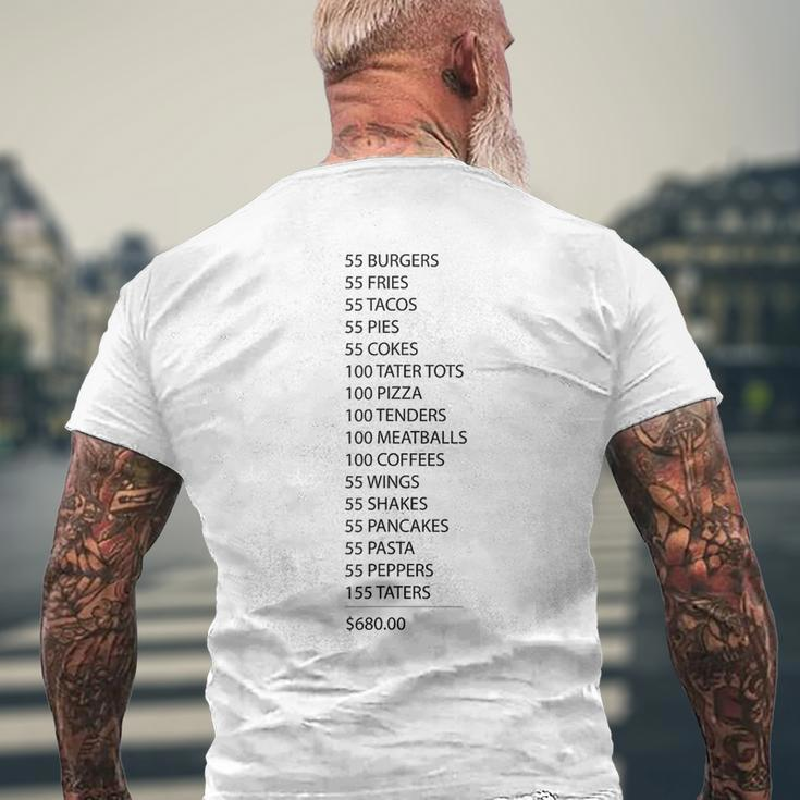 55 Burgers 55 Fries I Think You Should Leave Mens Back Print T-shirt Gifts for Old Men