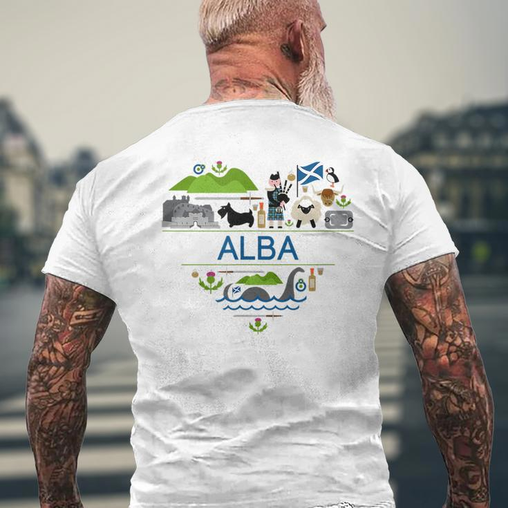 Alba Love | Illustrated Celtic Scot Scotland Pride Mens Back Print T-shirt Gifts for Old Men