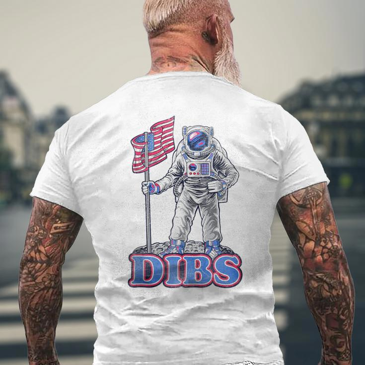 American Flag Astronaut Moon Dibs Red White Blue 4Th Of July Moon Funny Gifts Mens Back Print T-shirt Gifts for Old Men