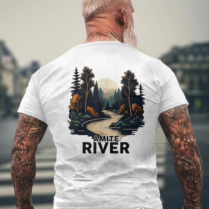 Amite River Retro Minimalist River Amite Men's T-shirt Back Print Gifts for Old Men