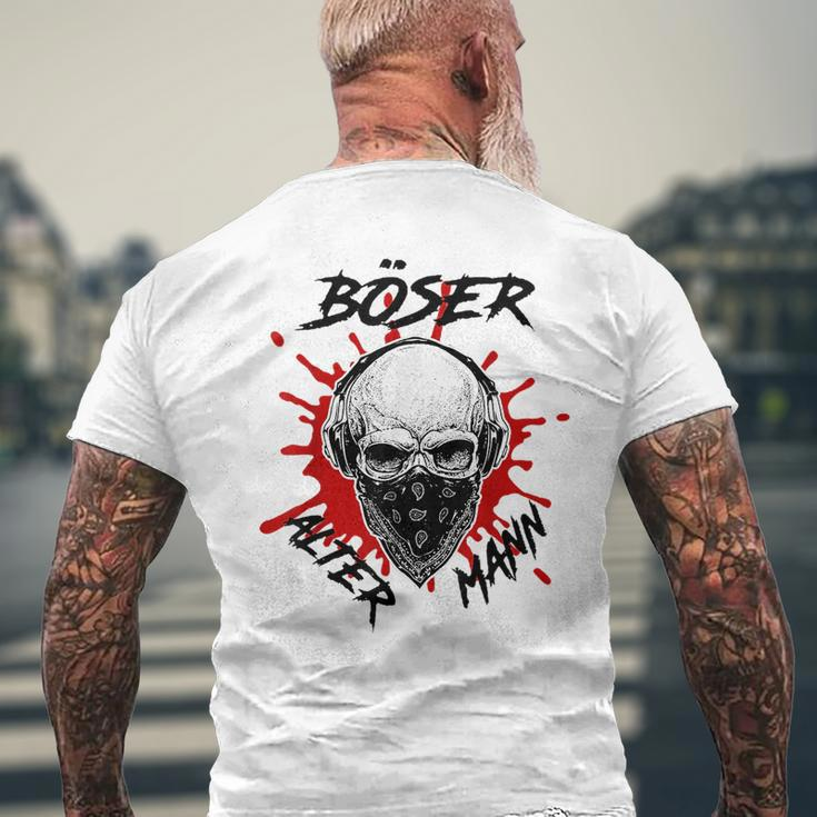 Bad Old Man Skull With Bandaner Gangster Hoodlum Mens Back Print T-shirt Gifts for Old Men