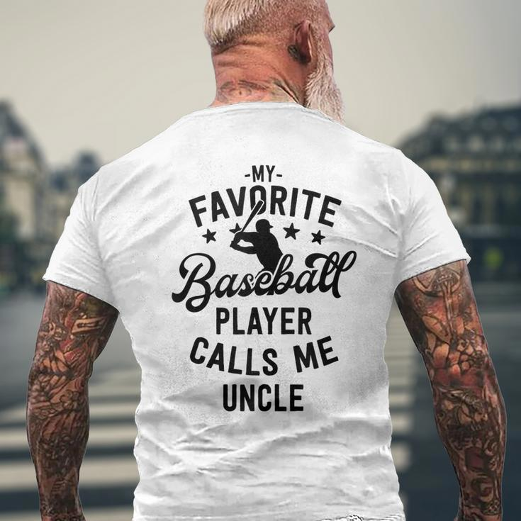 Baseball Uncle Gift My Favorite Baseball Player Calls Me Mens Back Print T-shirt Gifts for Old Men