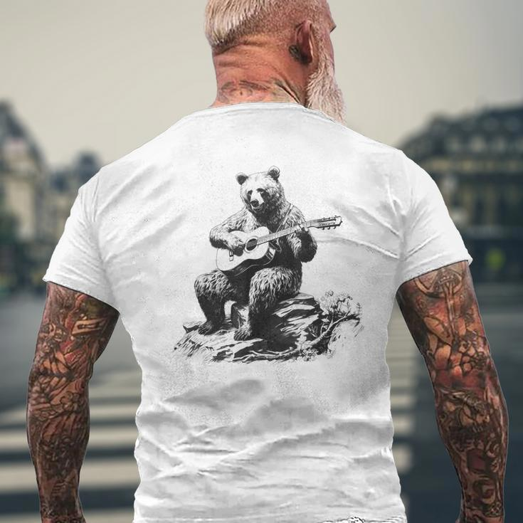 Bear Playing Acoustic Guitar Vintage Guitarist Music Lovers Guitar Funny Gifts Mens Back Print T-shirt Gifts for Old Men