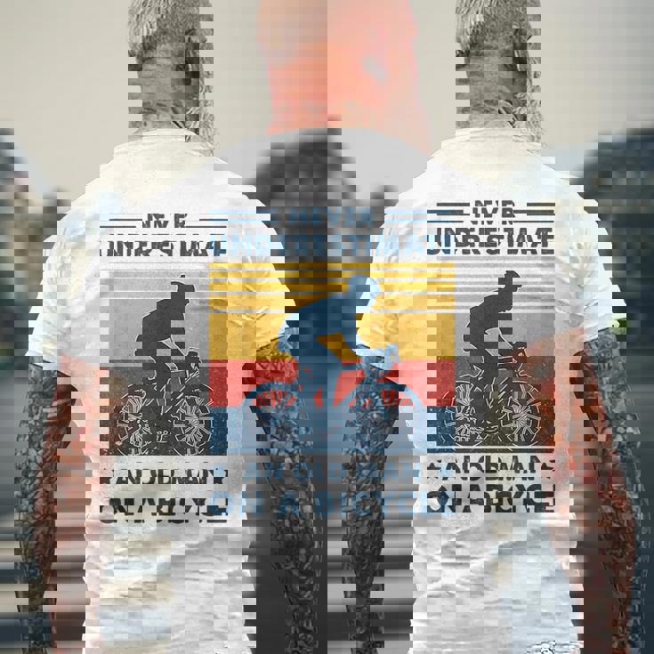 Bike Vintage Never Underestimate An Old Man On A Bicycle Mens Back Print T-shirt Gifts for Old Men