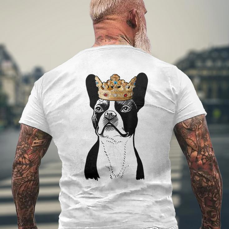 Boston Terrier Dog Wearing Crown Men's T-shirt Back Print Gifts for Old Men