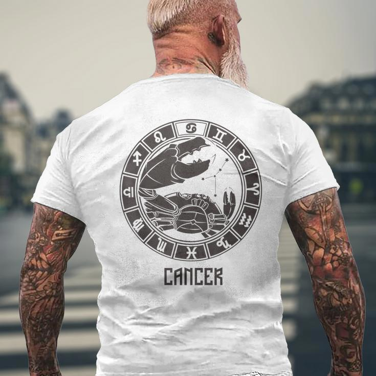Cancer Zodiac Sign Symbol Stars June July Birthday Men's Back Print T-shirt Gifts for Old Men