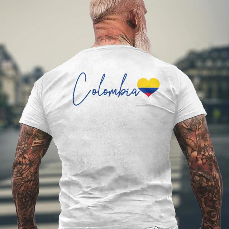Colombia Heart Pride Colombian Flag Mens Back Print T-shirt Gifts for Old Men