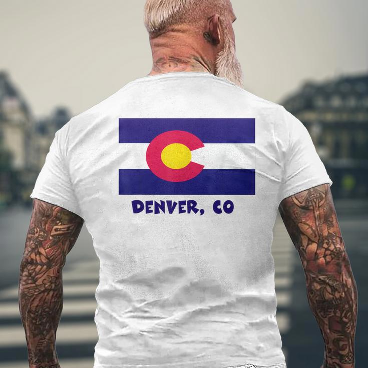 Denver Colorado Usa Flag Souvenir Men's T-shirt Back Print Gifts for Old Men