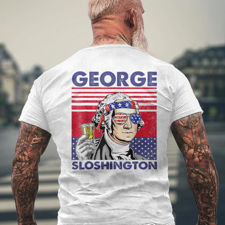 George Sloshington 4Th Of July Funny Drinking Presidents Drinking Funny Designs Funny Gifts Mens Back Print T-shirt Gifts for Old Men