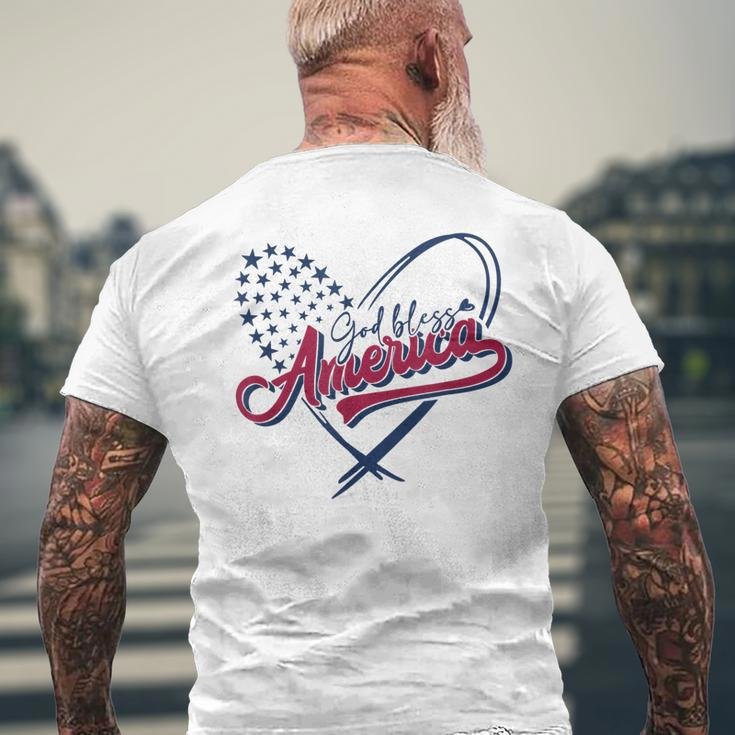 God Bless America Usa Flag Patriotic 4Th Of July Christian Mens Back Print T-shirt Gifts for Old Men