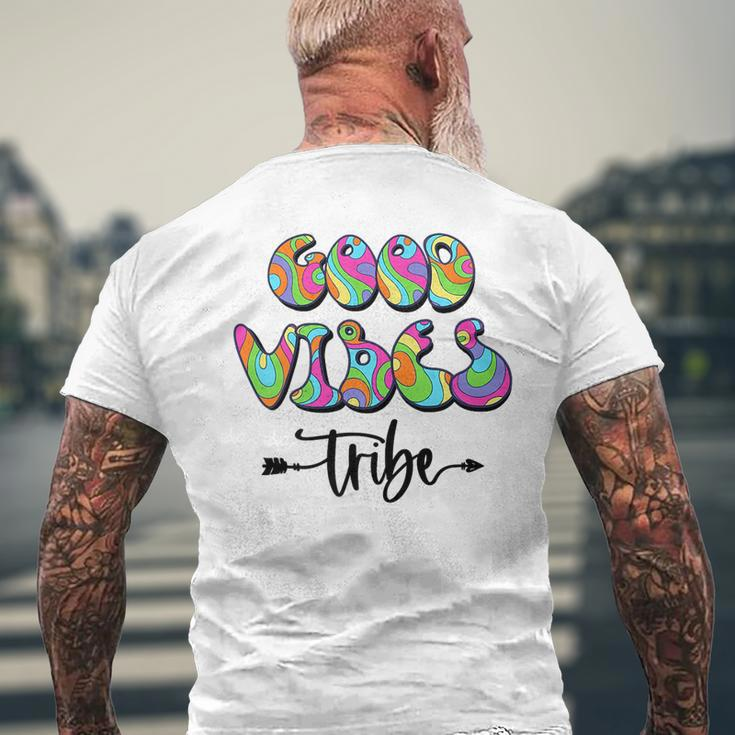 Good Vibes Tribe Colorful Retro Groovy Good Vibes Funny Gifts Mens Back Print T-shirt Gifts for Old Men