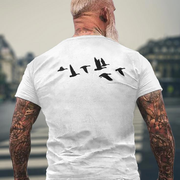 Goose Geese Formation Flock Of Birds Bird Swarm Freedom Mens Back Print T-shirt Gifts for Old Men