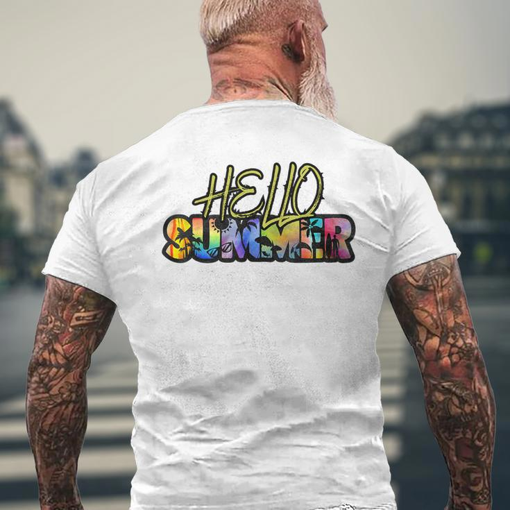 Hello Summer Hawaii Beach Summer Vacation Family Tie Dye Mens Back Print T-shirt Gifts for Old Men