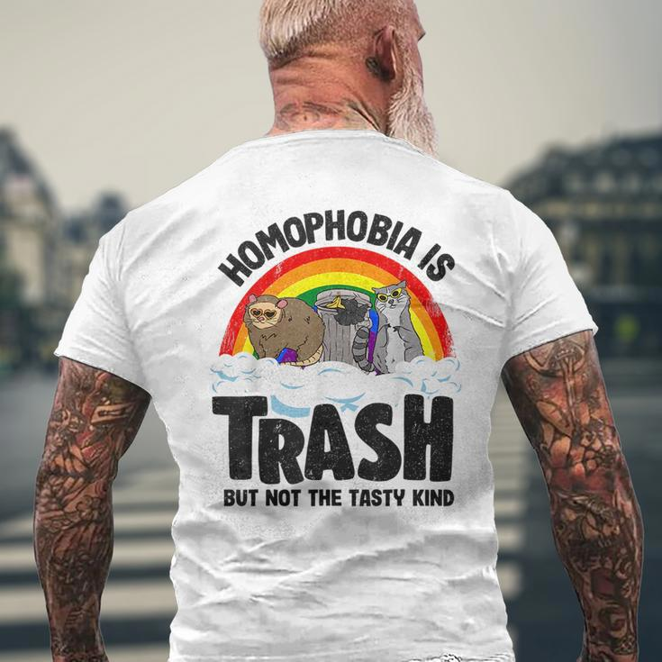 Homophobia Is Trash Gay Pride Raccoon Opossum Ally Lgbt Mens Back Print T-shirt Gifts for Old Men