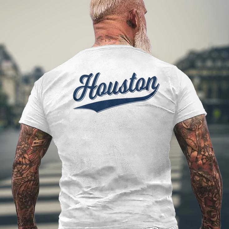 Houston Sports Script Cursive Text Classic Swoosh Men's T-shirt Back Print Gifts for Old Men