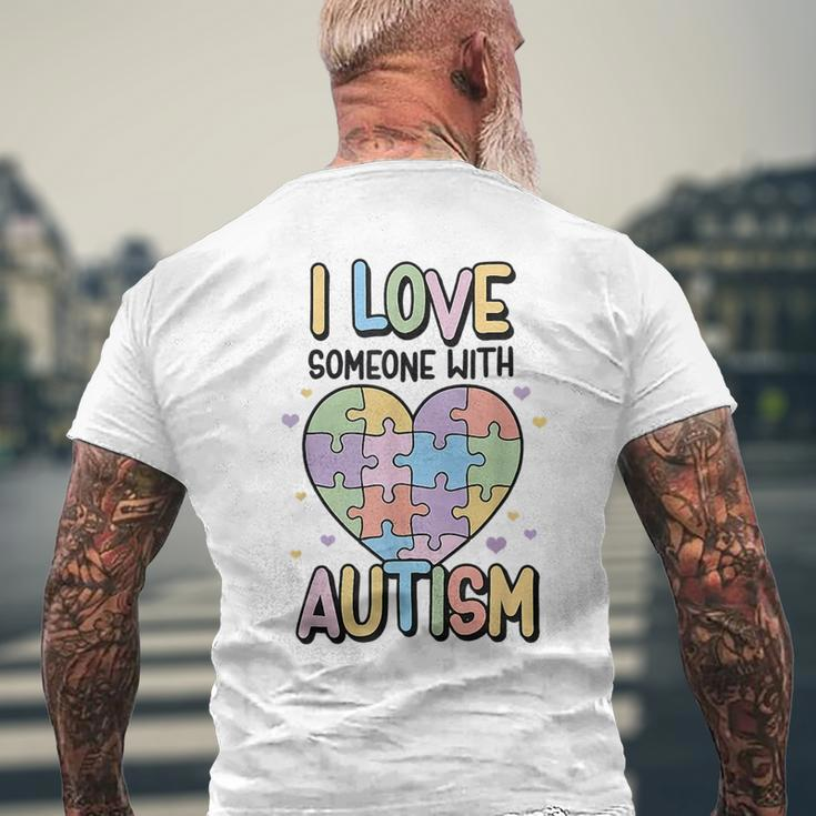 I Love Someone With Autism Kids Heart Puzzle Colorful Kids Mens Back Print T-shirt Gifts for Old Men