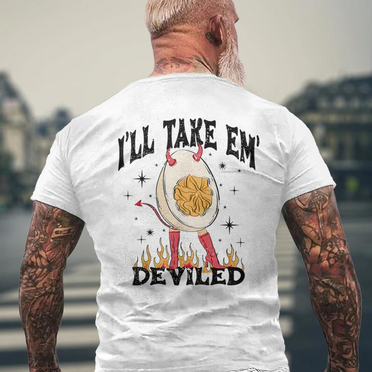 I'll Take 'Em Deviled Thanksgiving Deviled Eggs Men's T-shirt Back Print Gifts for Old Men