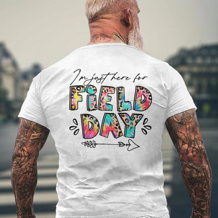 Im Just Here For Field Day Leopard Tie Dye Last Day School Mens Back Print T-shirt Gifts for Old Men