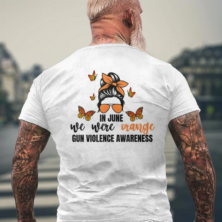 In June We Wear Orange Gun Violence Awareness Day Mens Back Print T-shirt Gifts for Old Men