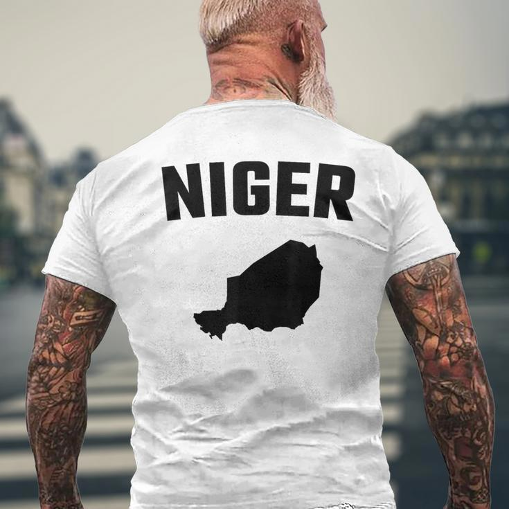 Isolated Black Silhouette Of A Map Of Niger Men's T-shirt Back Print Gifts for Old Men