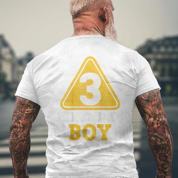 Kids Birthday Boy 3 Three Construction Sign 3Rd Birthday Toddler Mens Back Print T-shirt Gifts for Old Men