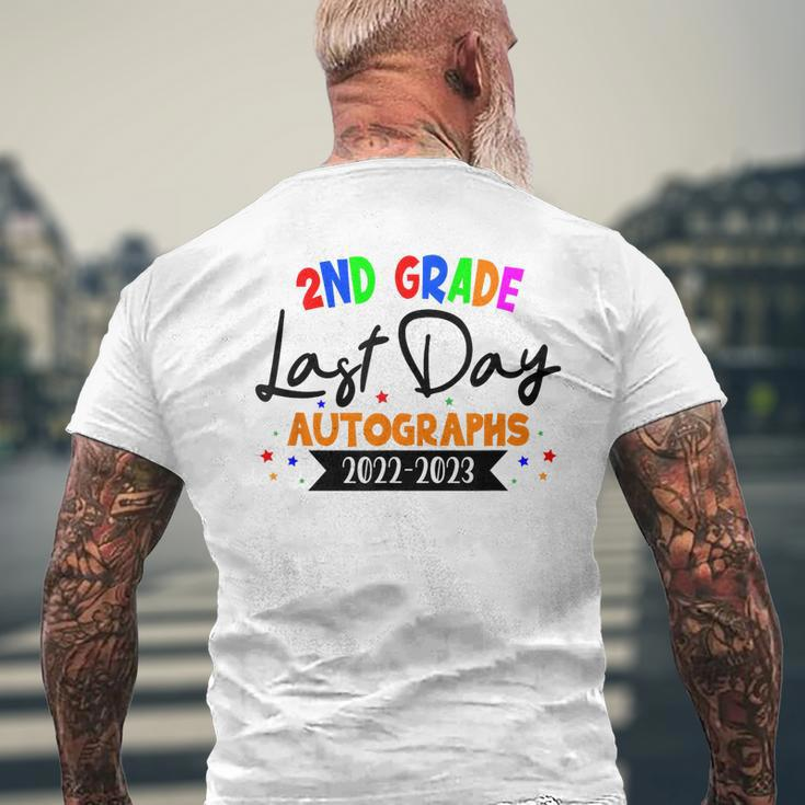 Last Day Of School 2023 Autograph 2Nd Grade Graduation Party Mens Back Print T-shirt Gifts for Old Men