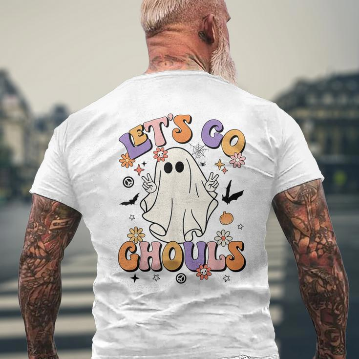 Lets Go Ghouls Retro Halloween Party Funny Ghost Pumpkin Pumpkin Funny Gifts Mens Back Print T-shirt Gifts for Old Men