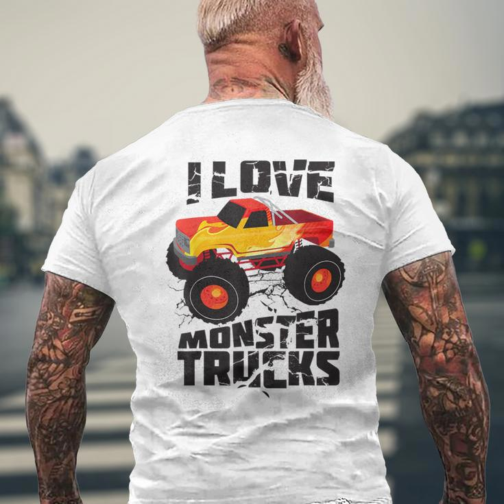 I Love Monster Trucks Cute Bigfoot Trucks Men's T-shirt Back Print Gifts for Old Men