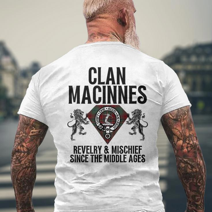 Macinnes Clan Scottish Name Coat Of Arms Tartan Family Party Mens Back Print T-shirt Gifts for Old Men