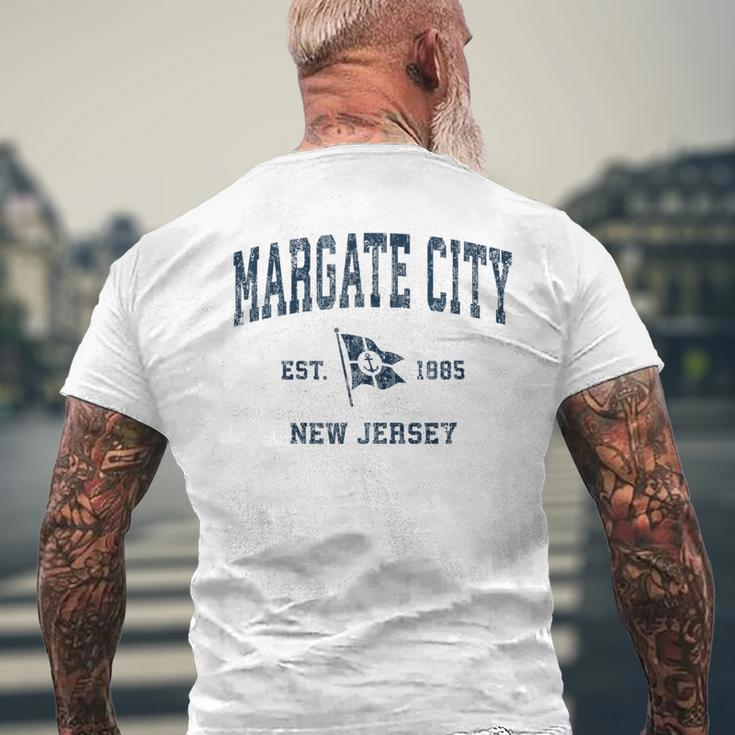 Margate City Nj Vintage Sports Navy Boat Anchor Flag Mens Back Print T-shirt Gifts for Old Men