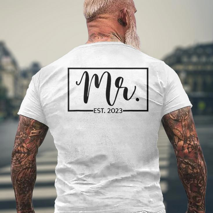 Mr Est 2023 Just Married Wedding Hubby Mr & Mrs Gifts Mens Back Print T-shirt Gifts for Old Men