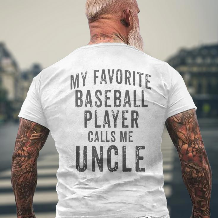 My Favorite Baseball Player Calls Me Uncle Vintage Design Mens Back Print T-shirt Gifts for Old Men