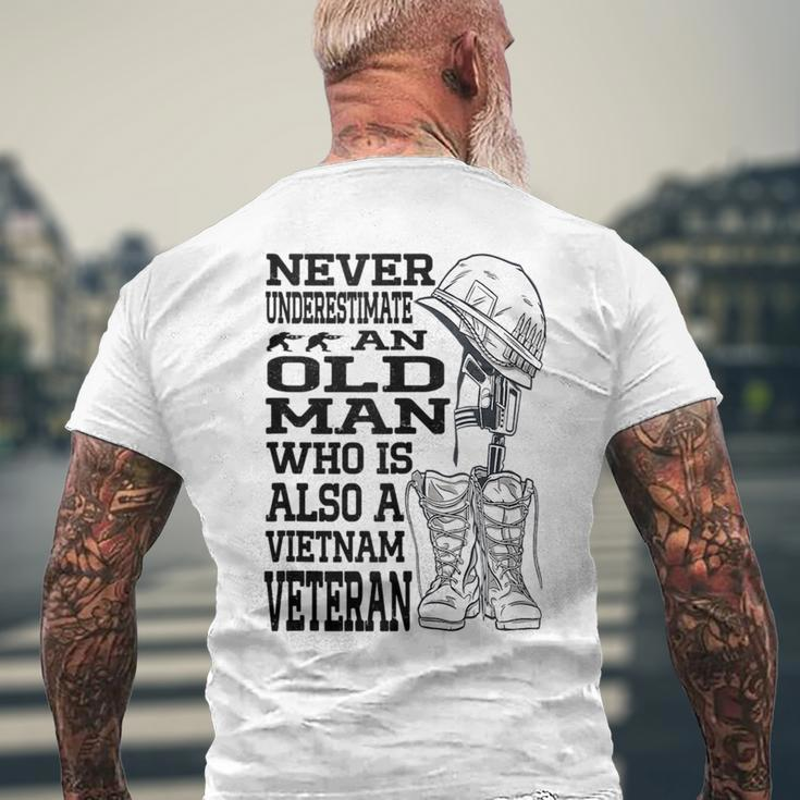 Never Underestimate An Old Man Vietnam Veteran Patriotic Dad Mens Back Print T-shirt Gifts for Old Men
