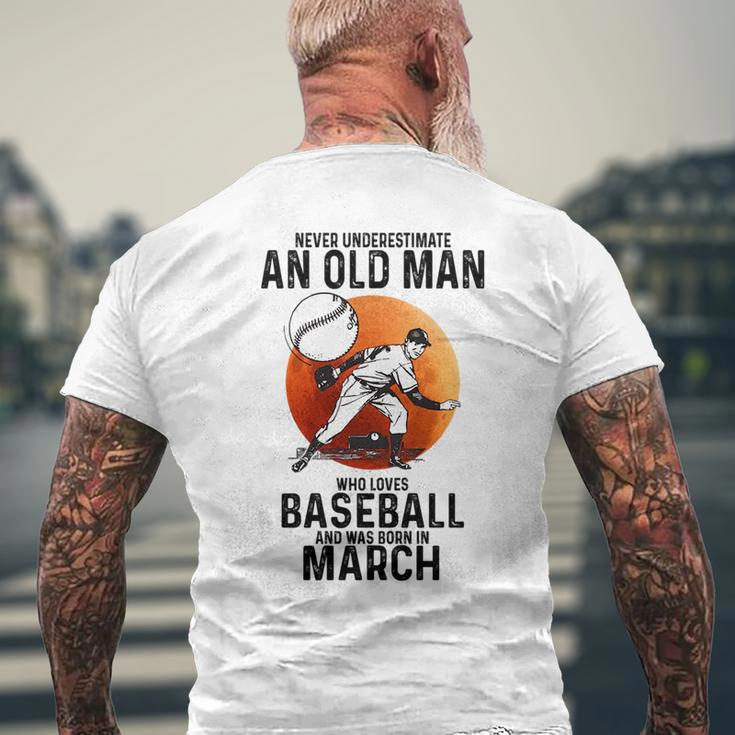 Never Underestimate An Old Man Who Loves Baseball April Mens Back Print T-shirt Gifts for Old Men