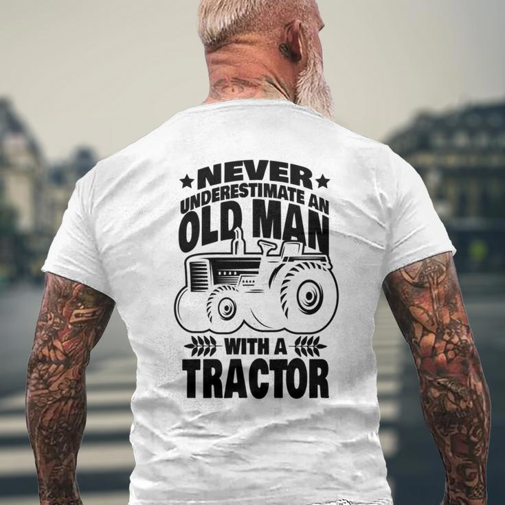 Never Underestimate An Old Man With A Tractor Farmer Dad Mens Back Print T-shirt Gifts for Old Men