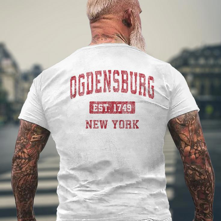Ogdensburg New York Ny Vintage Sports Red Men's T-shirt Back Print Gifts for Old Men