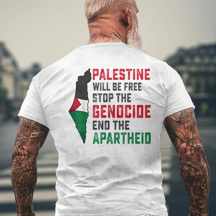 Palestine Will Be Free Stop The Genocide End The Apartheid Men's T-shirt Back Print Gifts for Old Men