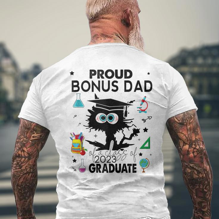 Proud Bonus Dad Of A Class Of 2023 Graduate Black Cat Men's Back Print T-shirt Gifts for Old Men