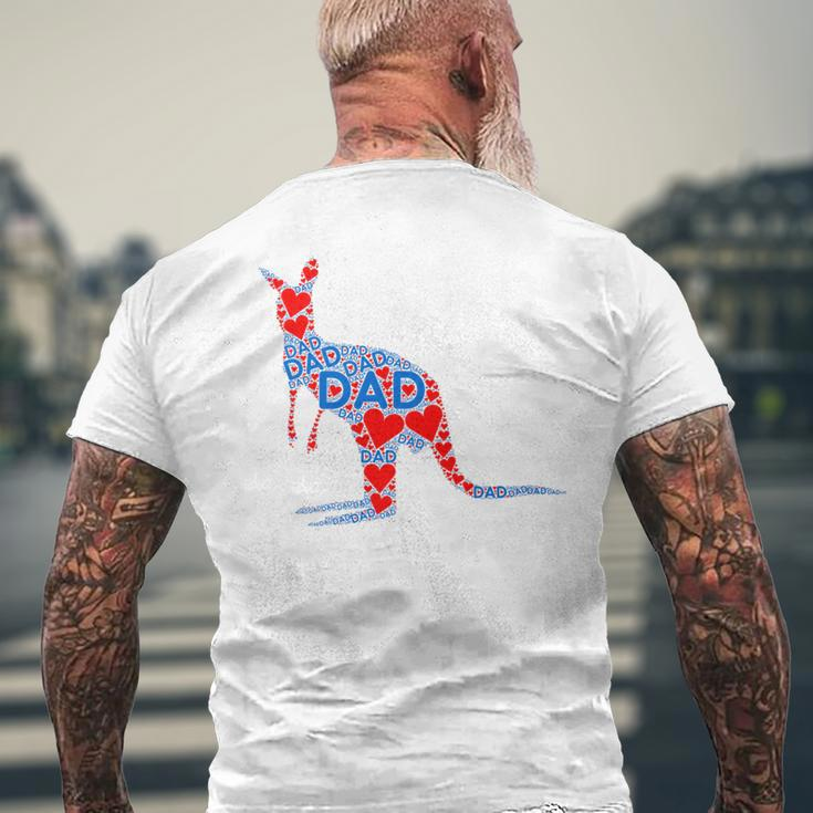 Red Heart Love Blue Dad - Cute Kangaroo Daddy Fathers Day Mens Back Print T-shirt Gifts for Old Men