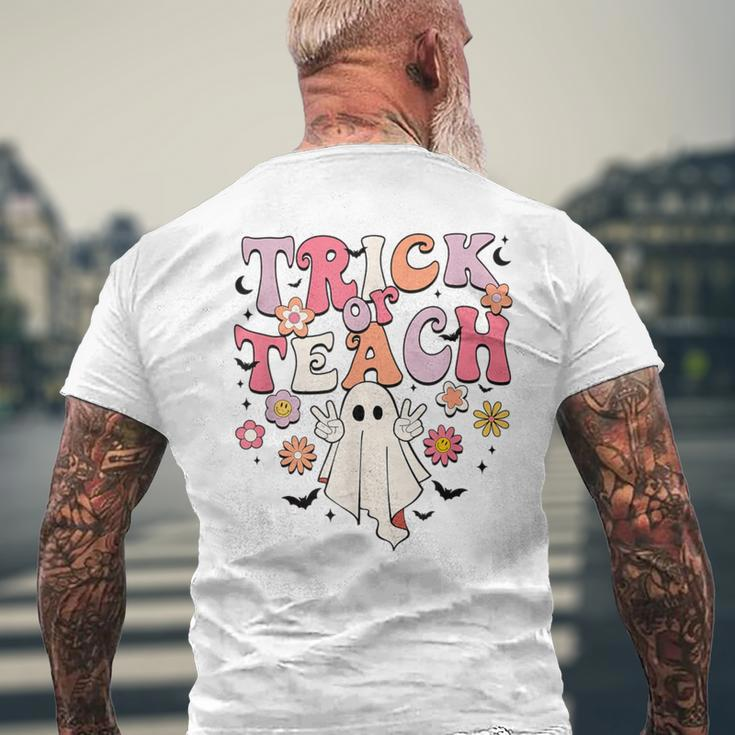 Retro Halloween Kindergarten Teacher Trick Or Teach Men's T-shirt Back Print Gifts for Old Men