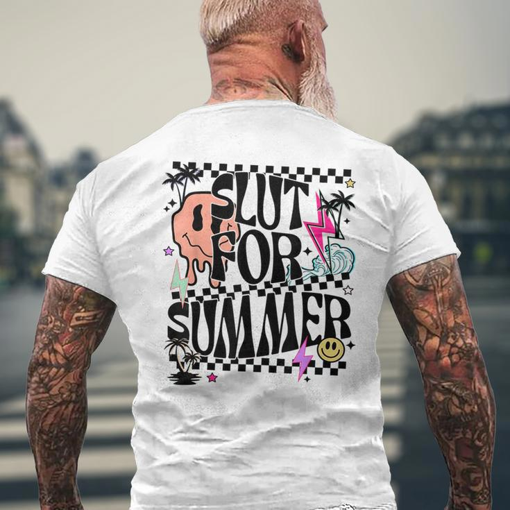 Retro Summer Slut For Summer Cute Vacation Checkered Mens Back Print T-shirt Gifts for Old Men