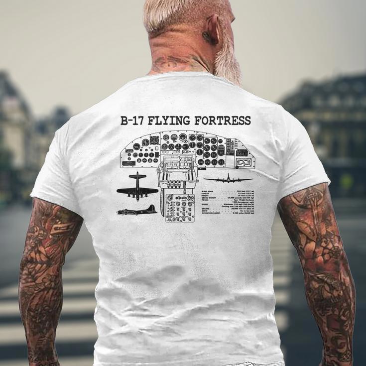 Retro Usa Wwii B-17 Cockpit Usa Warplane B17 Flying Fortress Mens Back Print T-shirt Gifts for Old Men