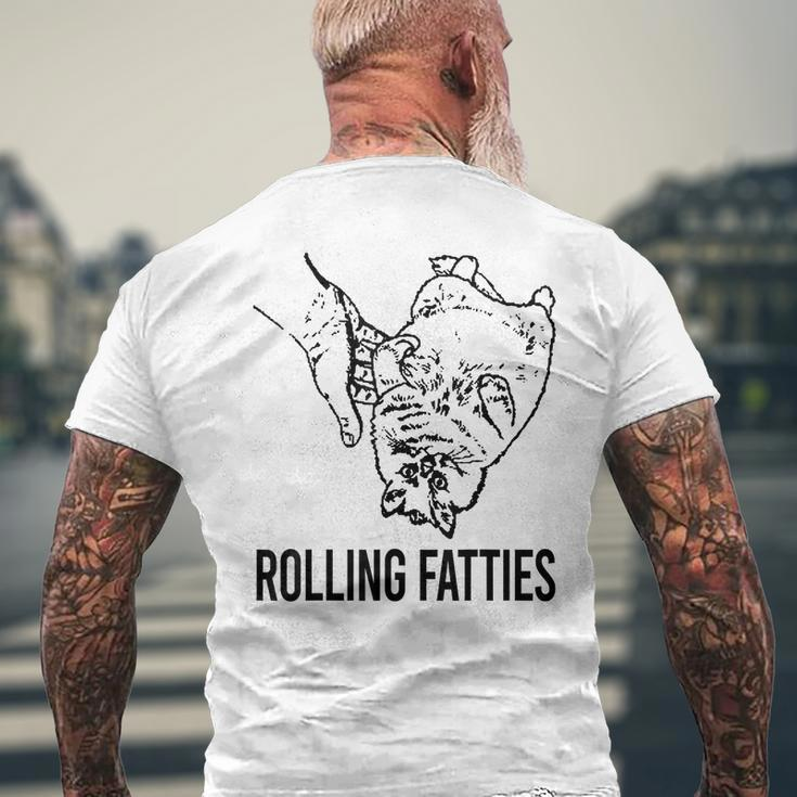 Rolling Fatties Funny Cat Cute Kitten Minimalist Graphic Paw Mens Back Print T-shirt Gifts for Old Men
